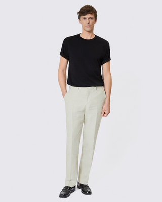 Beige linen suit pants