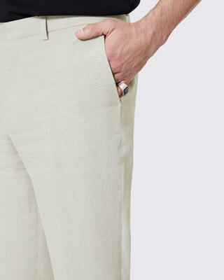 Beige linen suit pants