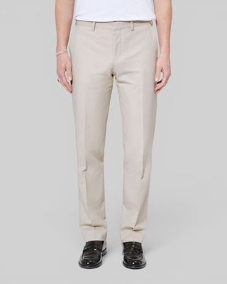 Beige cotton linen suit pants