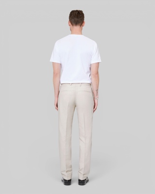 Beige cotton linen suit pants