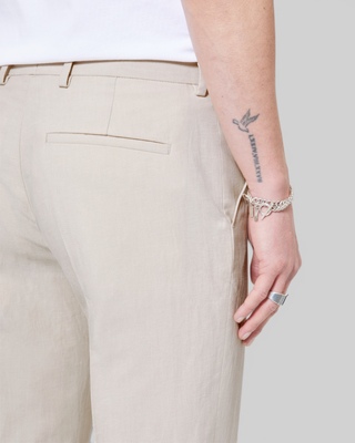 Beige cotton linen suit pants