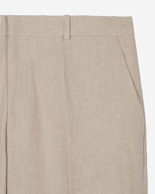 Beige cotton linen suit pants