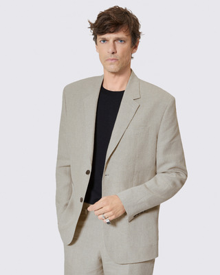 Beige linen suit jacket