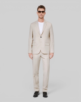 Beige cotton linen suit jacket