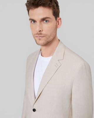 Beige cotton linen suit jacket