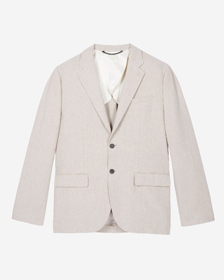 Beige cotton linen suit jacket