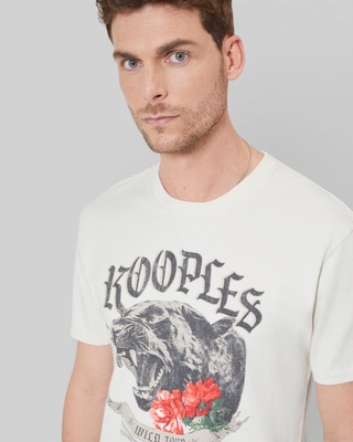 T-shirt with beige Panther screen print