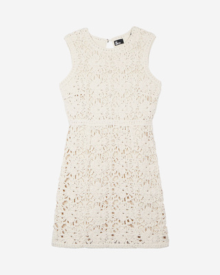 Short dress in ecru crochet
