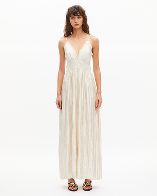 Off-white pleated maxi dress