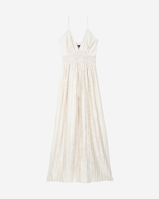 Off-white pleated maxi dress