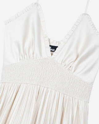Off-white pleated maxi dress