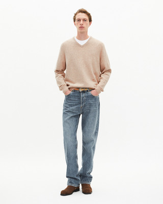Beige cashmere V-neck sweater
