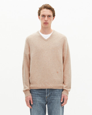 Beige cashmere V-neck sweater