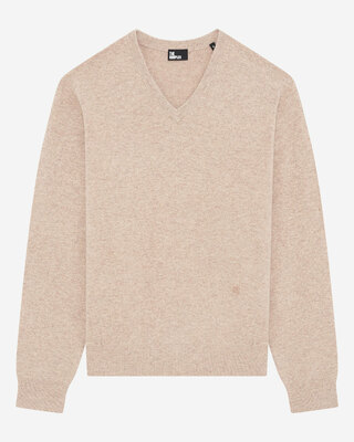 Beige cashmere V-neck sweater