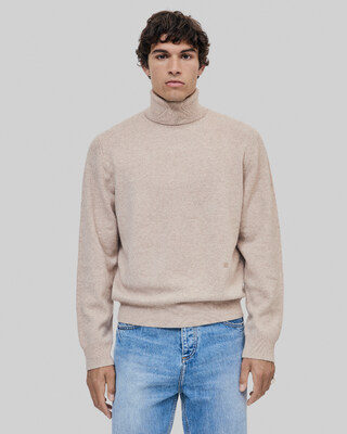 Beige cashmere turtleneck sweater
