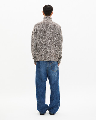 Beige and white turtleneck sweater