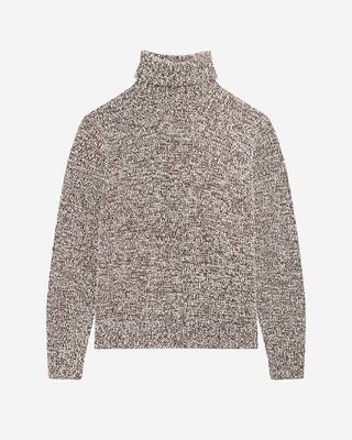 Beige and white turtleneck sweater