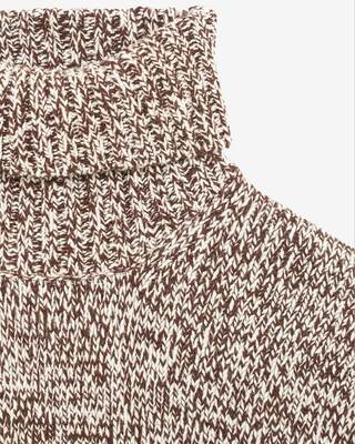 Beige and white turtleneck sweater
