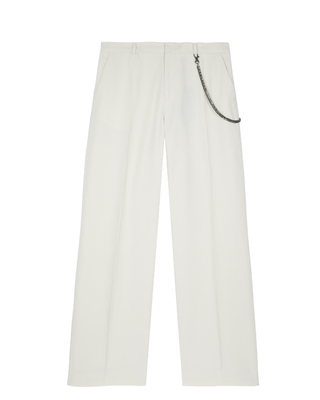 Beige wide-leg chain pants