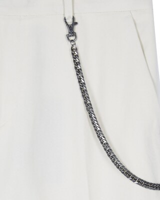Beige wide-leg chain pants