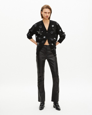 Black sequin star pattern wool cardigan