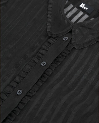 Black silk ruffled shirt