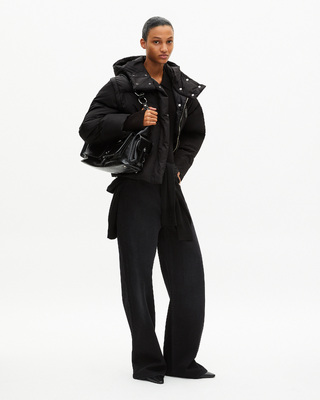Black down jacket with removable sleeves