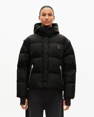 Black down jacket with removable sleeves