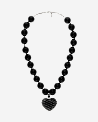 Black pearl heart pendant necklace