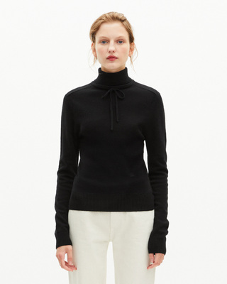 Black cashmere turtleneck sweater