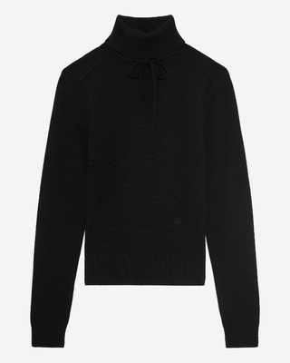 Black cashmere turtleneck sweater