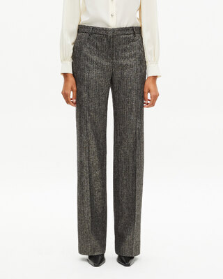 Gold and black lurex herringbone straight-leg pants