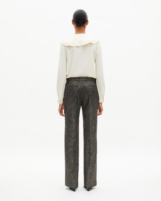 Gold and black lurex herringbone straight-leg pants
