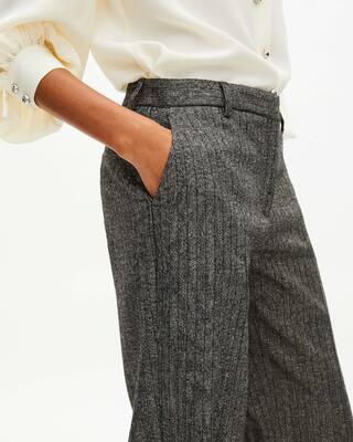 Gold and black lurex herringbone straight-leg pants