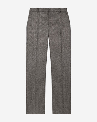 Gold and black lurex herringbone straight-leg pants