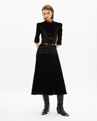 Long black velvet skirt