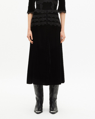 Long black velvet skirt