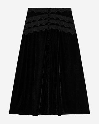 Long black velvet skirt