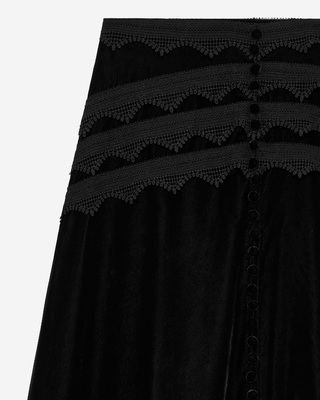 Long black velvet skirt