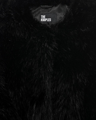 Black fur-effect short coat