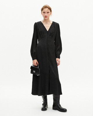 Black leopard jacquard maxi dress