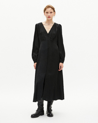 Black leopard jacquard maxi dress