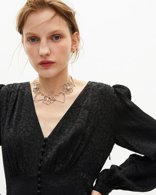 Black leopard jacquard maxi dress