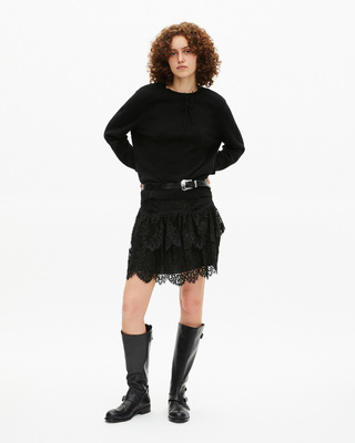 Black cashmere round-neck sweater