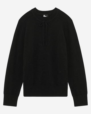 Black cashmere round-neck sweater