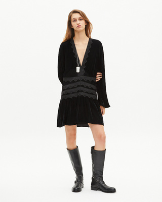 Short black velvet dress