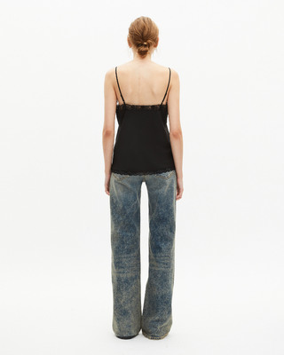 Silk camisole with black lace