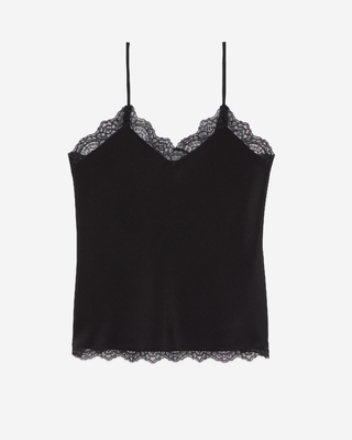 Silk camisole with black lace