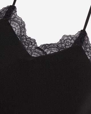 Silk camisole with black lace
