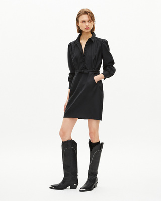 Short black wool-blend dress